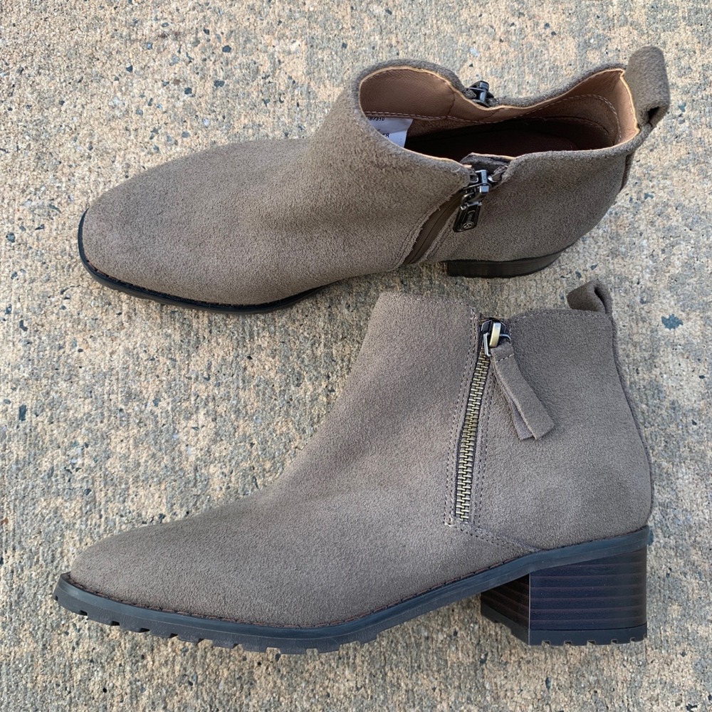 Blondo Samara Waterproof Taupe Suede Ankle Boots B7310 Womens 7.5M
